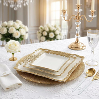 Assiettes et bols en céramique Phnom Penh à bord doré, support à gâteau multi-étages, vaisselle de luxe nordique en porcelaine pour mariage et hôtel (vente en gros)