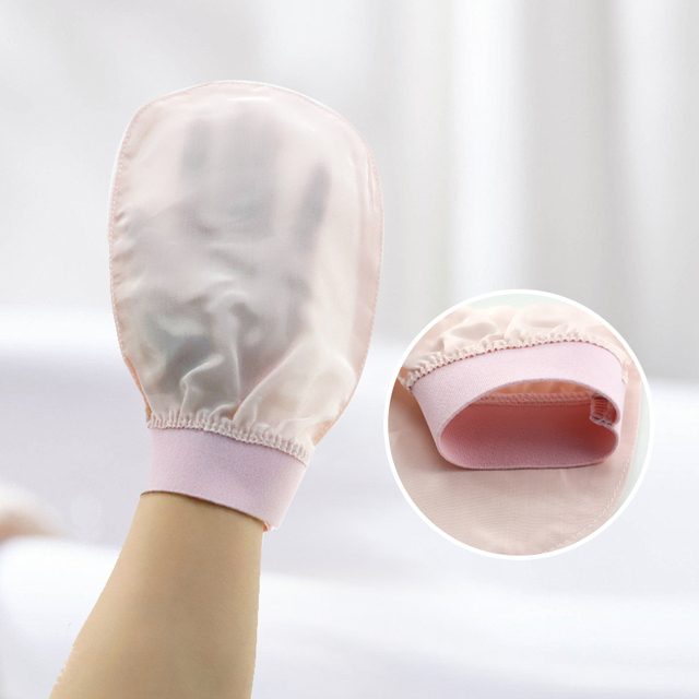 100% Raw Silk Face Mitt Exfoliating Shower Silk Glove Pure Silk Bath Glove for Body and Face Gloves