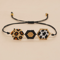 Gelang manik-manik heksagonal macan tutul Go2boho wanita Pulsera Boho musim panas buatan tangan tali mode perhiasan Miyuki gelang manik-manik