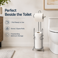 Support de papier toilette autoportant en métal personnalisé avec rangement pour 3 rouleaux, organisateur de salle de bain, fabricant OEM ODM