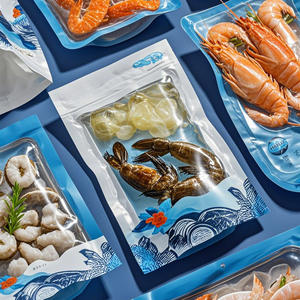 Logotipo de impresión personalizado, mariscos secos resellables, vieiras, camarones, pescado, 3 lados, sellado térmico, producto agrícola, bolsa de calamar seco - Product Image 3