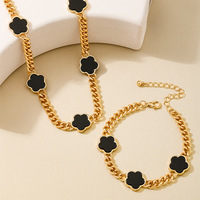 Haut de gamme en alliage plaqué or femmes rétro luxe fleur pendentif collier Bracelet ensemble pour mariages anniversaires fiançailles