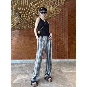 <span class=keywords><strong>Pantaloni</strong></span> Casual da <span class=keywords><strong>donna</strong></span> estivi di nuovo stile alla moda <span class=keywords><strong>pantaloni</strong></span> lunghi stampati con taglio dritto e inchiostro - Product Image 2