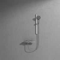 Ensemble de douche à main minimaliste en laiton massif avec surface texturée mate, fixation murale et rail coulissant magnétique pour salle de bain - Vente en gros