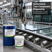 Adhésif en silicone bicomposant pour vitrage isolant pour fenêtres à double vitrage, qualité construction, haute durabilité, résistant aux intempéries