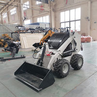 Livraison gratuite Mini chargeuse compacte Skid Capacité 250 kg 300 kg 400 kg Diesel Mini chargeuse sur pneus à chenilles Skidsteer