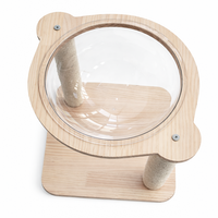 Arbre à chat en bois de pin naturel, écologique et durable, avec lit capsule transparente, structure d'escalade en bois massif et poteau en sisal pour grands chats