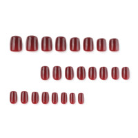 24 faux ongles autocollants couleur unie 4493 – Rose et marron à motif floral, forme carrée, pour festivals et usage quotidien