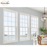Puerta corredera Vertical de vidrio de rejilla de vinilo de PVC de estilo americano europeo y ventana de marco de doble suspensión UPVC de eficiencia energética