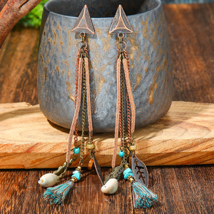 Geometric <b>Drop</b> Earrings Alloy Antique <b>Bronze</b> Plated Bohemia Style Women's Fashion Dangle Earrings Set - Product Image 2