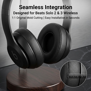 Coussinets d'oreille de remplacement pour casques supra-auriculaires sans fil <span class=keywords><strong>BEATS</strong></span> <span class=keywords><strong>Solo</strong></span> <span class=keywords><strong>2</strong></span>/3 en peau d'agneau - Isolation acoustique anti-bruit - Product Image 1
