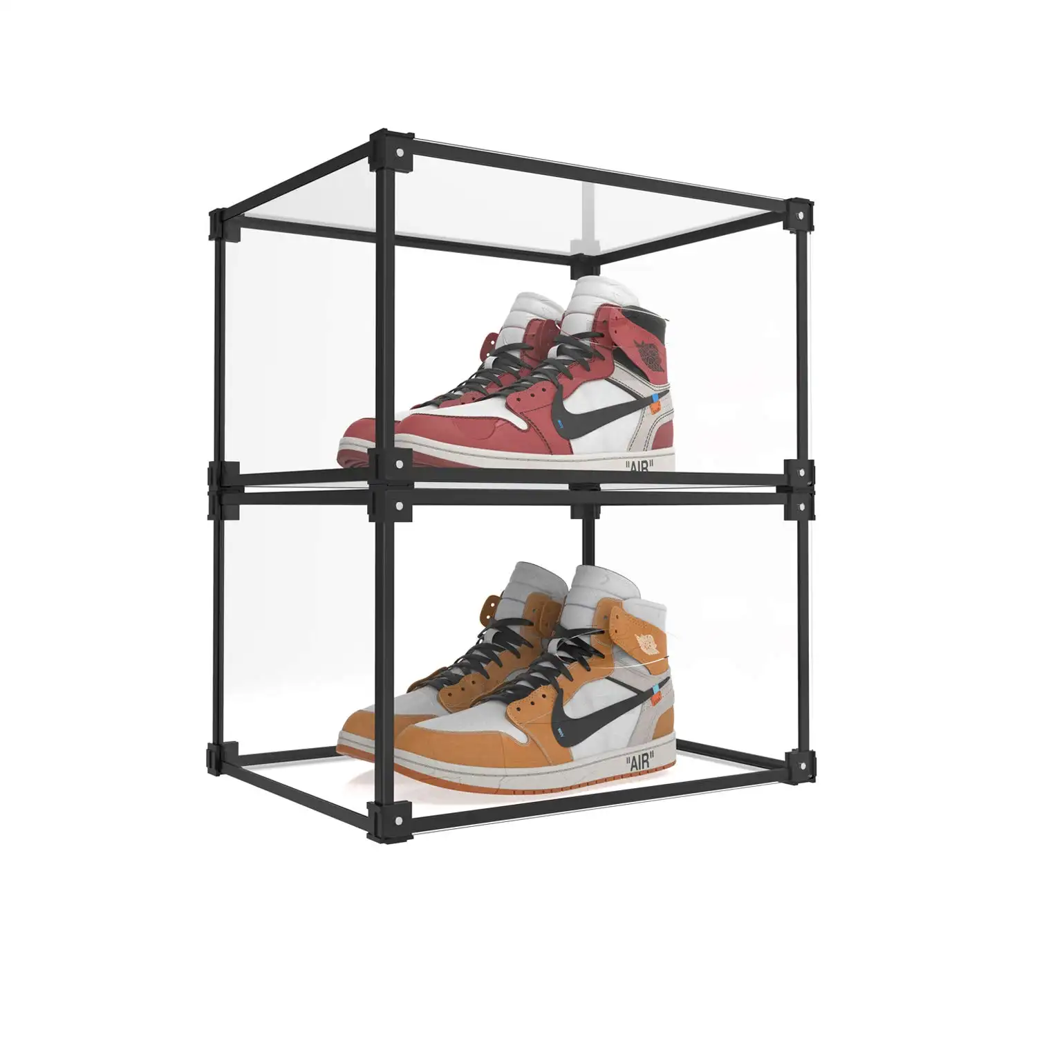 투명 운동화 디스플레이 쌓을 수있는 로고 사이드 오픈 마그네틱 보관 아크릴 신발 상자