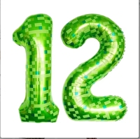 Ballons chiffres en aluminium à grille carrée verte sur le thème de Minecraft de 40 pouces, fournitures de fête pour la mise en scène et la décoration d'ambiance festive
