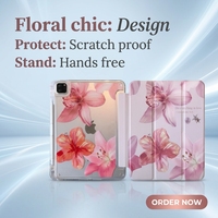 Étui de luxe floral pour iPad, coque antichoc transparente en TPU avec fonction Smart Sleep/Wake, vente en gros pour iPad 10.2, 10.9, 11