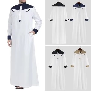 Yiwu Muqian Trading Firm Arabic Kaftan for Men Thobe Fabric Polyester Casual Saudi Satin <strong>Model</strong> East Muslim <strong>Abaya</strong> - Product Image 4