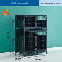 Cage Combinée Multi-Niveaux en Verre Trempé pour Animaux de Compagnie : Hôtellerie, Toilettage, Hospitalisation – Cadre en Acier Galvanisé pour Chats