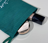 Sac en toile de coton vert avec cordon de serrage, personnalisé avec logo imprimé, pour bijoux, bagues, colliers, bracelets, réutilisable, pour le rangement et la protection contre la poussière