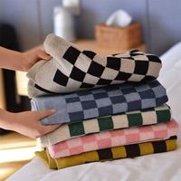 Luxurious Cotton Bath Towels Classic Check Pattern Bathroom Towels 100% Cotton Absorbent Soft