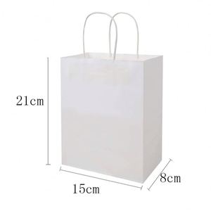 Bolsas de Papel Kraft Blancas Medianas KUAIMA de 15*8*21cm con Asas, para Regalos, Manualidades, Compras, Venta al por Menor, Fiestas de Cumpleaños - Product Image 2
