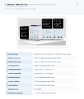 Alimentation CC réglable pour réparation de bancs de travail avec triple affichage, bouton d'encodage, commutation automatique CV/CC, sortie USB Type-C, sortie unique AC-DC
