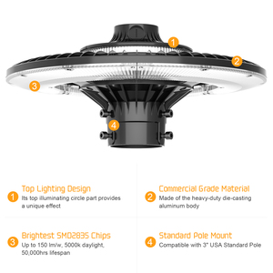 60W -150w LED AREA LIGHT 5000K 100-277VAC Led Post Top <strong>Garden</strong> Light WITH PHOTOCELL - Product Image 4