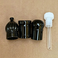 Flacons de parfum vintage noirs octogonaux gravés de 3 ml avec bouchon en forme de dôme de château et applicateur en verre