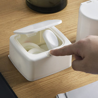 Mini Contenitore di Stoccaggio Coperto in Plastica per Ufficio, Scatola Portaoggetti da Scrivania, Contenitore per Bastoncini di Cotone Antipolvere, Scatola per Organizzazione con Finestra Pop-up
