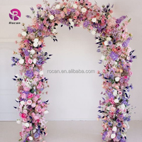 Soie Rose Violet Rose Pêche Fleur Coureur Corne Fleur Arc Guirlande Décorative Fête Fleurs Mariage