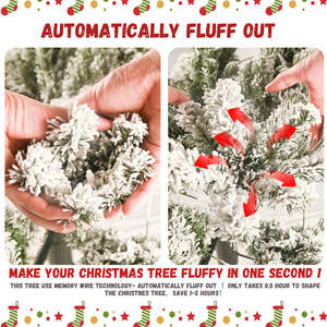 4ft 5ft 6ft 7ft 7.5ft Pre-Lit Luxury <b>Artificial</b> Christmas Tree with Warm White Lights Snowy Xmas Tree for Holiday Decor - Product Image 6