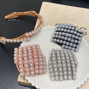 للبيع بالجملة عصابة رأس لؤلؤية قابلة للطي للنساء عصرية غير قابلة للإنزلاق غير لامعة مصممة فاخرة عصابة رأس مخصصة - Product Image 2