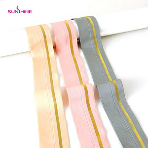 40mm Shinny vàng hoặc bạc dòng Foldover ban nhạc đàn hồi Ribbon với biểu tượng tùy chỉnh - Product Image 1