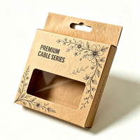 Boîte d'emballage suspendue en papier kraft durable, personnalisée avec fenêtre découpée en PVC transparent pour la commercialisation d'accessoires électroniques grand public