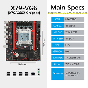 NUOVO Kit <span class=keywords><strong>Scheda</strong></span> <span class=keywords><strong>Madre</strong></span> Desktop X79-VG6 per CPU Intel Xeon E5 2690 V2 con 4 Slot RAM DDR3 Supporto Doppio Canale <span class=keywords><strong>Scheda</strong></span> <span class=keywords><strong>Madre</strong></span> X79 - Product Image 3
