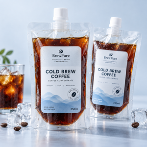 ซองกาแฟเข้มข้นแบบพิมพ์ลายตามสั่ง สำหรับกาแฟสกัดเย็นชนิดน้ำ 50 มล. 250 มล. 500 มล. 1 ลิตร รับผลิตแบบ OEM ODM - Product Image 4