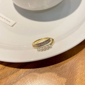 Anillo de Dedo Ajustable de Lujo Coreano con Perlas y Circonitas, Anillo Abierto Brillante de Moda para Mujer, Anillos Ajustables Geométricos con Circonitas - Product Image 6
