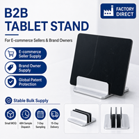 Support vertical réglable double fente pour ordinateur portable en alliage d'aluminium avec revêtement en silicone souple anti-rayures, support de tablette peu encombrant pour la vente en gros