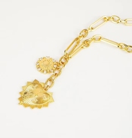 Collier simple en chaîne pour pull, plaqué or 18 carats, avec pendentif cœur, pour femme