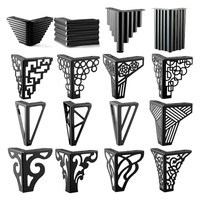 Accessoires de Quincaillerie Pieds de Meuble Dorés en Laiton Poli pour Armoire, Canapé, Lit et Support (Motif Fleur)