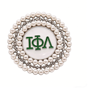 Nuevo Diseño de Broche Redondo de Hermandad Iota Phi Lambda 1929, Broche de Hermandad IPL con Esmalte Verde y Letras Griegas con Pedrería - Product Image 5