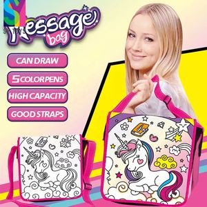 SY TOYS bricolage personnalisé Doodle sacs Art activité meilleur cadeau couleur votre propre <span class=keywords><strong>licorne</strong></span> sac de messager Kit d'artisanat pour les filles - Product Image 4