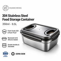 Boîte de rangement en acier inoxydable 304, 350 ml-9,5 L, récipient alimentaire hermétique avec couvercle, anti-fuite, hermétique, compatible congélateur, logo personnalisé