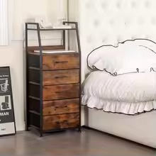 Organizador de Gabinete Rústico Marrón Db con 5 Cajones, Material de Madera de Acacia, Estante de Almacenamiento para Dormitorio con Marco de Metal - Product Image 5