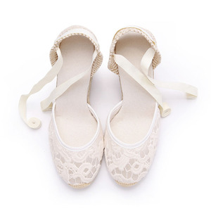 Nicecin allacciatura scarpe retrò per scarpe da donna in cotone con tacchi rialzati sandali in pizzo con zeppa creativa scarpe da ginnastica da donna espadrillas - Product Image 2