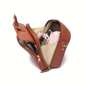 Sac bandoulière carré moyen en cuir PU rétro européen pour femme avec fermeture éclair et chaînes, pochette pour téléphone pour les loisirs et les voyages - Product Image 4