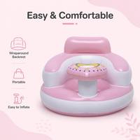 Aufblasbarer Moderner Baby-Bodensitz mit Eingebauter Luftpumpe, Herzförmiges Tablett, Rosa Kleinkind-Sofa zum Sitzen Lernen, Füttern, für Schlafzimmer und Wohnzimmer