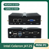 Mini PC sin ventilador de alta calidad con Intel Celeron J4125 MSATA3.0 SSD SATA3.0 HDD Intel HD Graphics