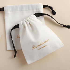 PandaSew Custom Logo <b>White</b> Luxury Twill Cotton Jewelry Packaging <b>Bag</b> <b>Small</b> Gift Jewelry Pouch - Product Image 2