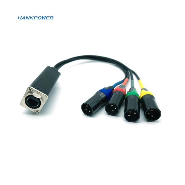 Professional RJ45 Female to 4 XLR Male Audio Adapter Convertor DMX Network Data Extension Cable