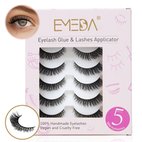 Faux cils en gros sous marque privée, fournisseur de cils 3D en vison synthétique, 10 paires de cils en bande effet œil de chat, véganes