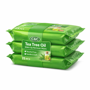 Toallitas Húmedas Limpiadoras de Árbol de Té Sin <span class=keywords><strong>Alcohol</strong></span> <span class=keywords><strong>para</strong></span> Rostro, Desmaquillantes, Eliminan el Maquillaje Resistente al Agua - Product Image 1